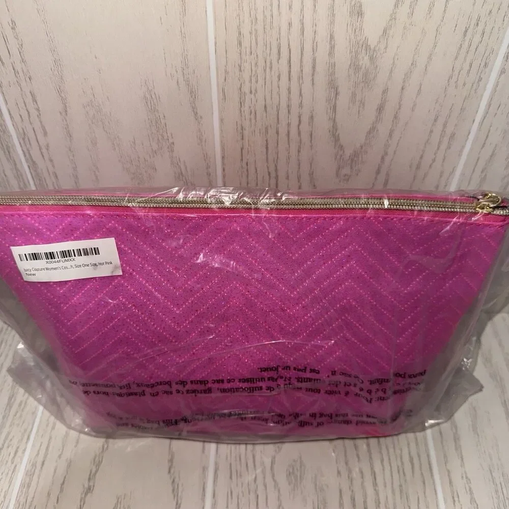 Juicy Couture Bright Pink Cosmetic Storage Zipper Style Purse New With Tags